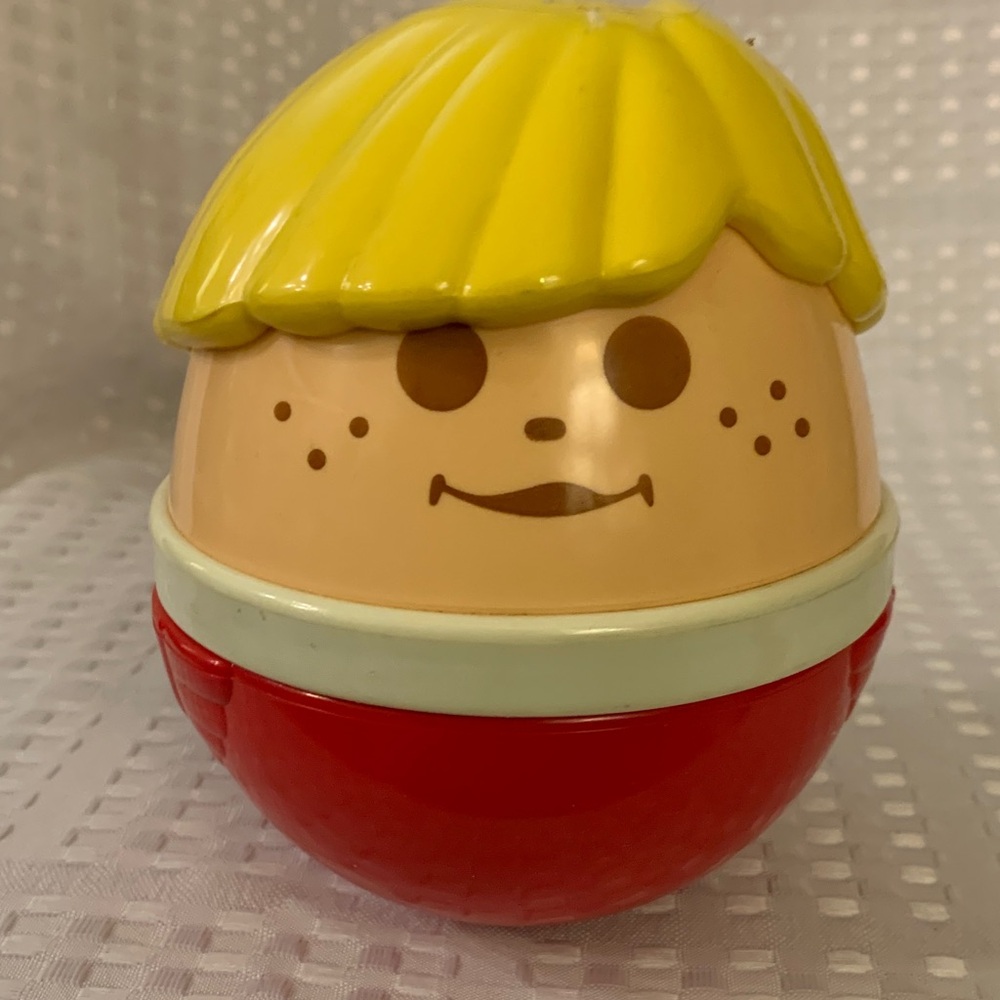 Vintage jumbo Weeble Wobble chime ball, with weighted bottom 5 inches.